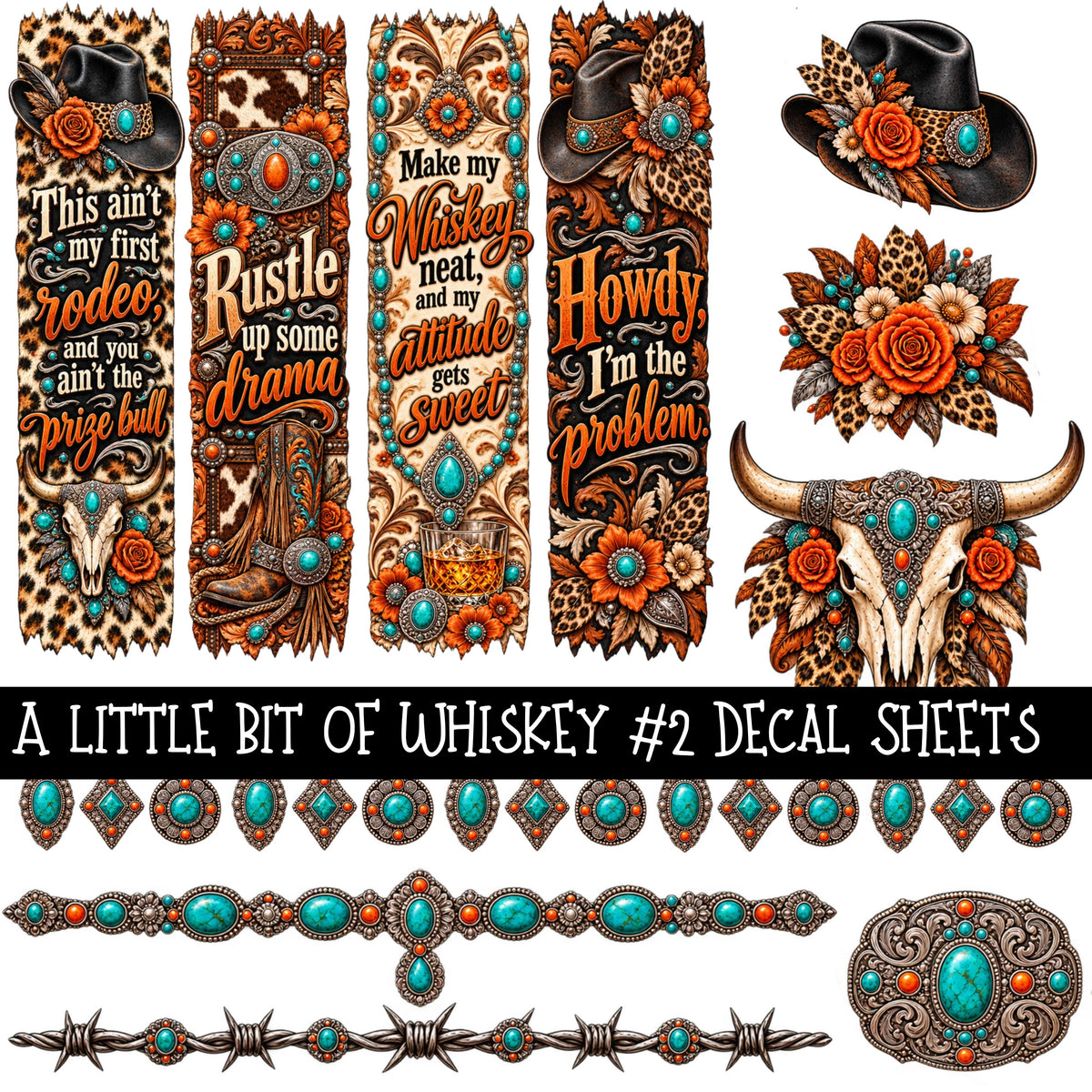 A little bit of whiskey Torn Pages UV DTF Decal sheets 5 Designs available