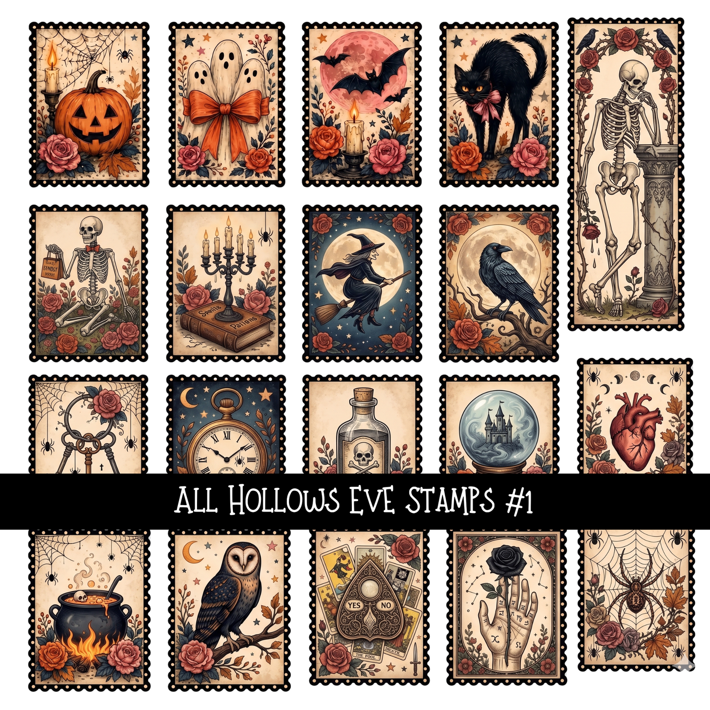 All Hollows Eve Stamps  - UV DTF Decal sheet 2 varriants