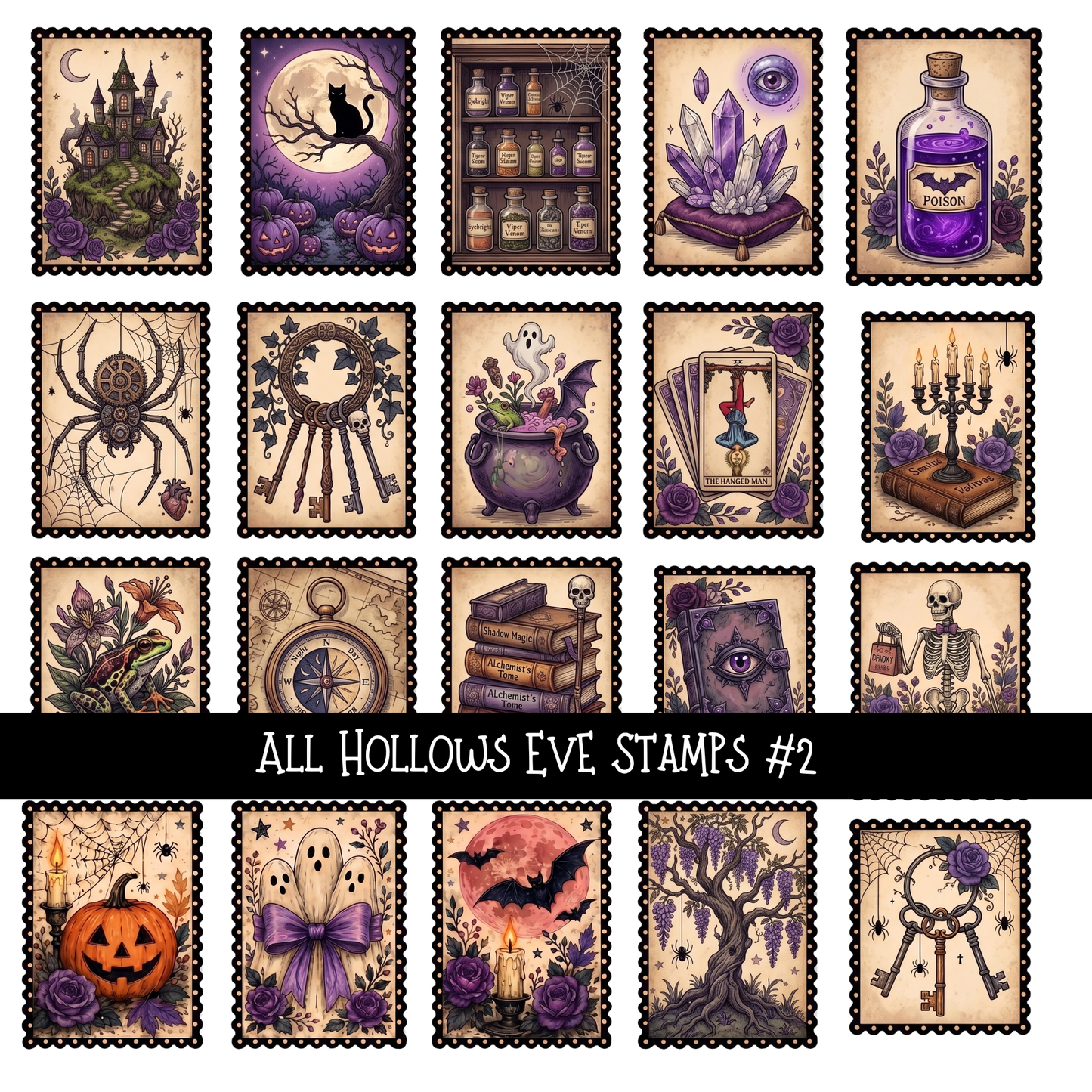 All Hollows Eve Stamps  - UV DTF Decal sheet 2 varriants