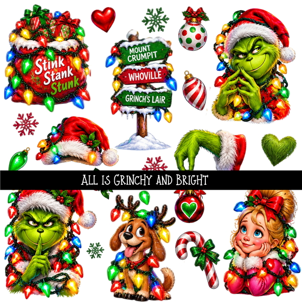 All is grinchy and Bright - UV DTF Decal sheet
