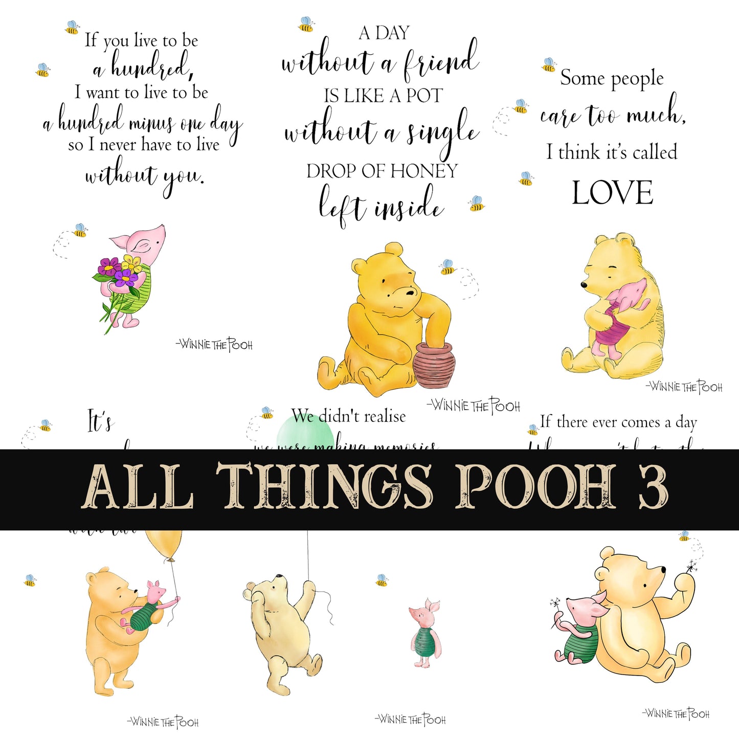 All things Pooh Collection UV DTF Decal Sheets 12 design sheets available