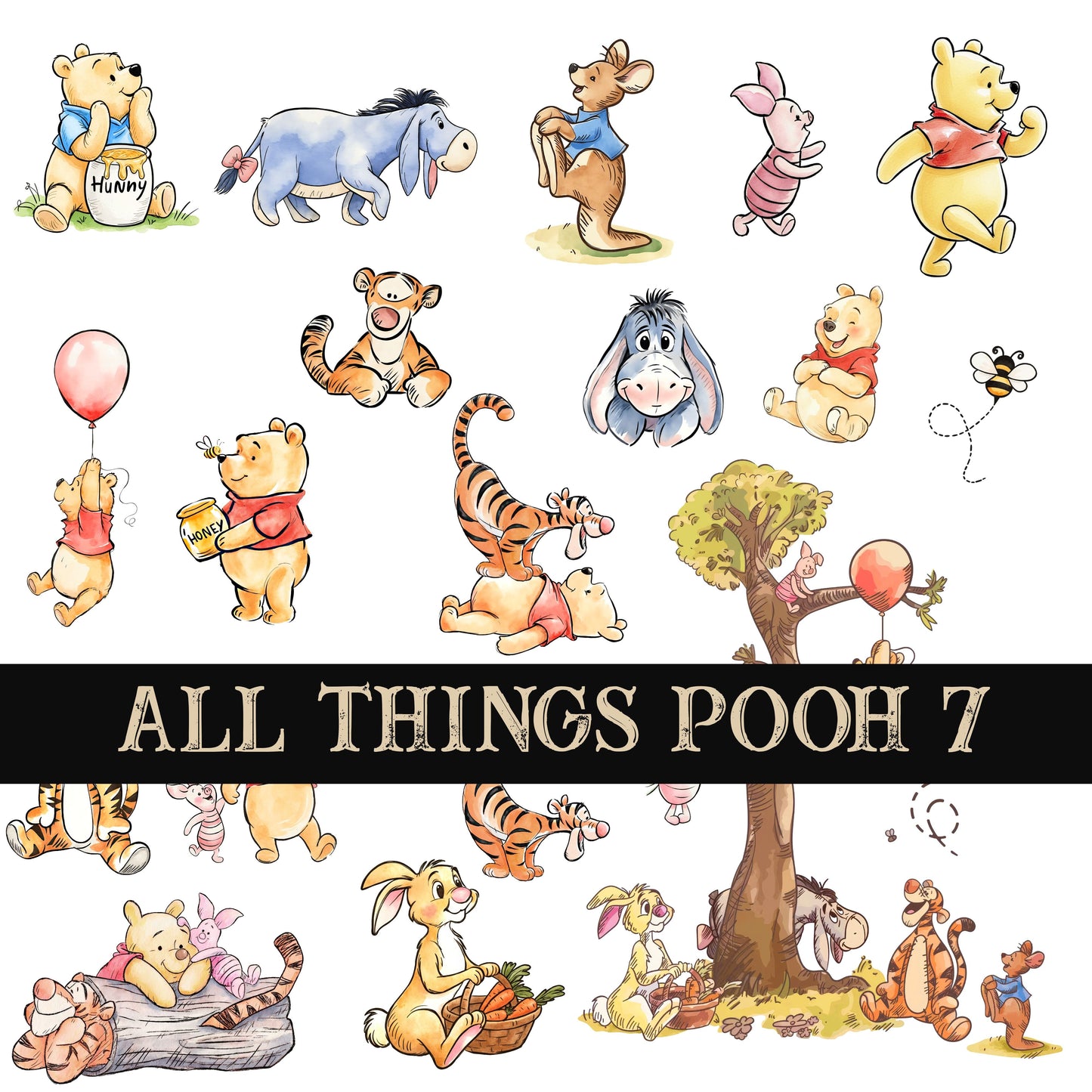 All things Pooh Collection UV DTF Decal Sheets 12 design sheets available