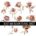 Rust and Bloom Torn Pages - UV DTF Decal sheet