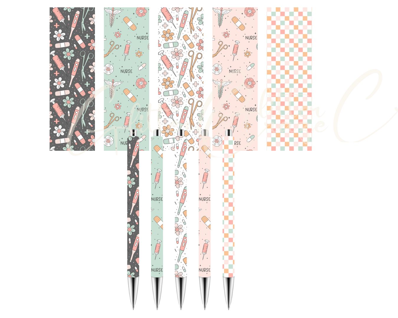 Boho Nurse UV DTF Pen wraps- set of 5- 2 set options