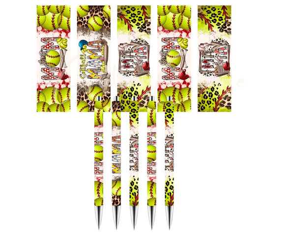 Softball MOM - UV DTF Pen wraps - set of 5