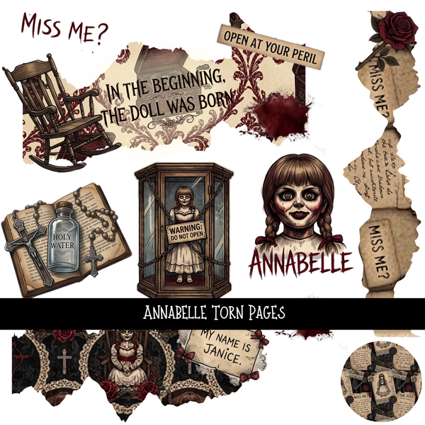 Annabelle Torn Pages - UV DTF Decal sheet