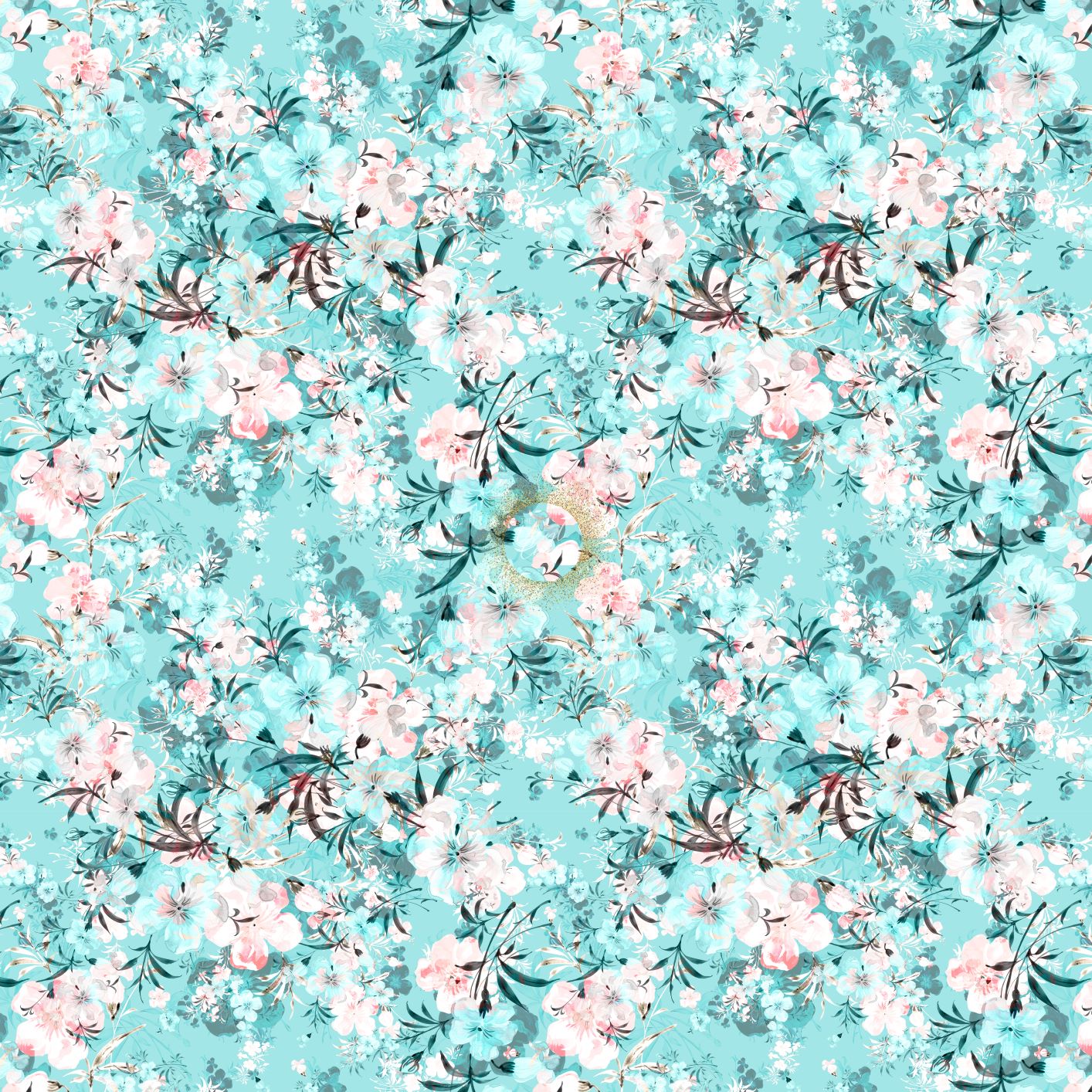 Aqua Floral - Adhesive Vinyl Sheets