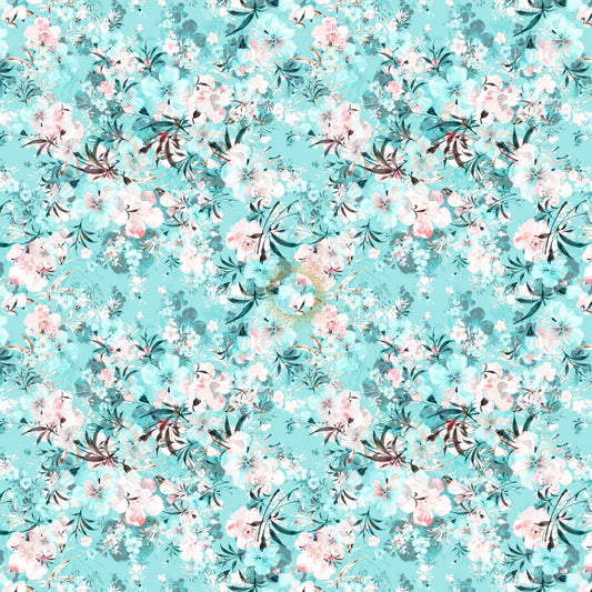 Aqua Floral - Adhesive Vinyl Sheets