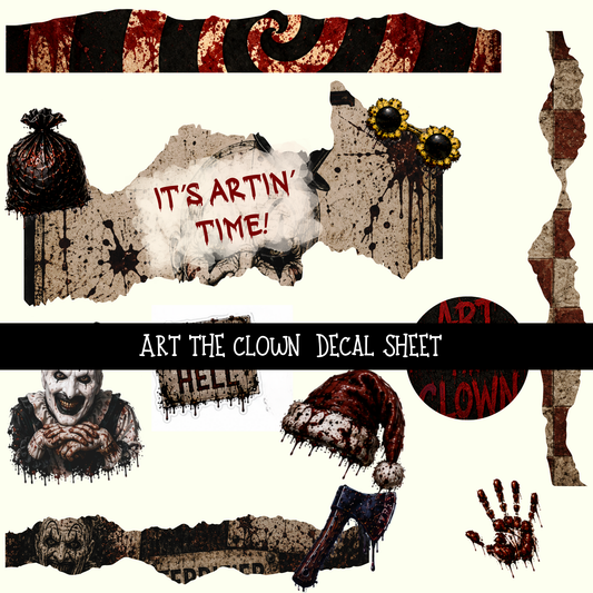 art the clown Torn Pages - UV DTF Decal sheet