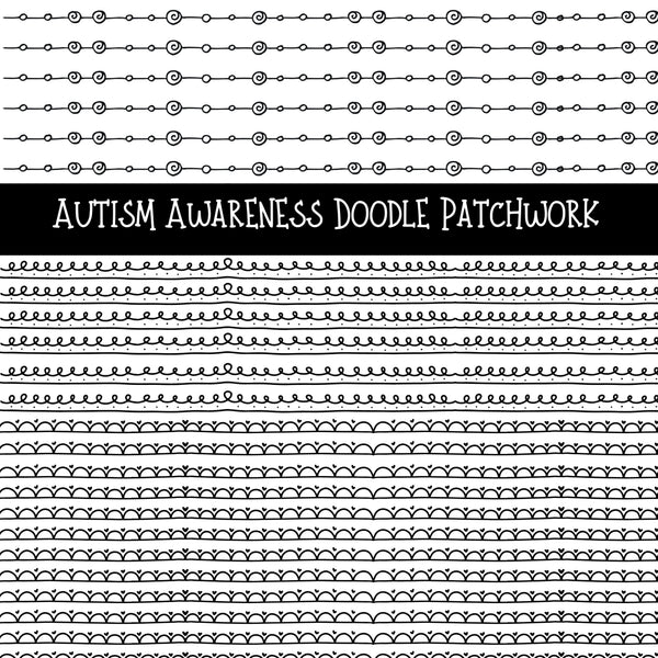 Autism Awareness Doodle Patchwork Set