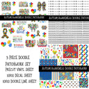 Autism Awareness Doodle Patchwork Set