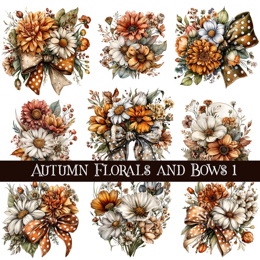 Autumn Florals and Bows UV DTF Decal Sheets 3 Designs