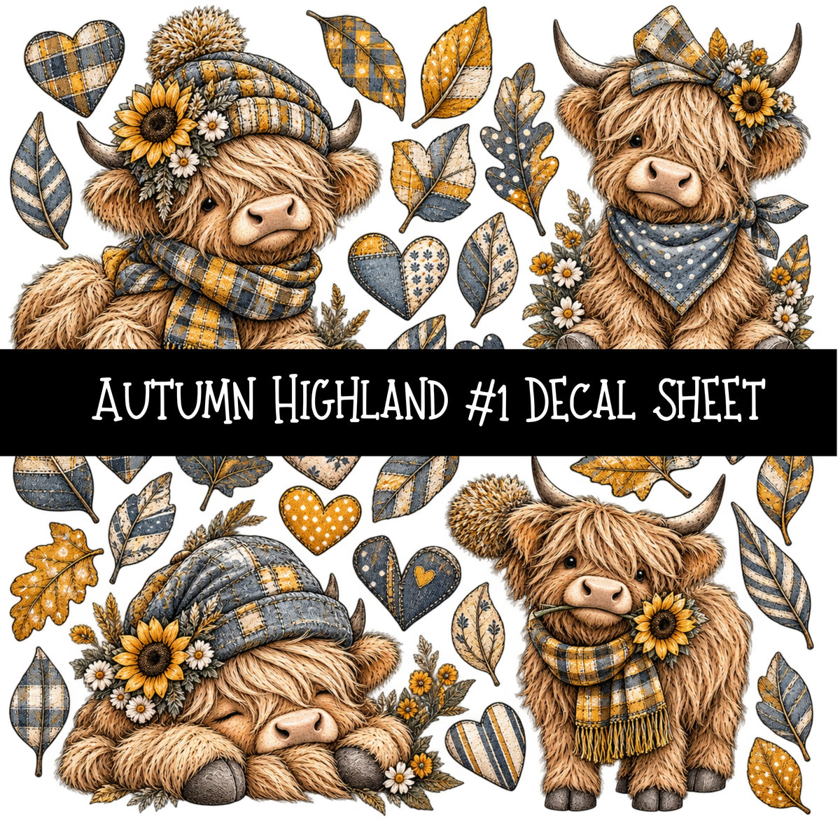 Autumn Highland UV DTF Decal sheets 10 Designs available