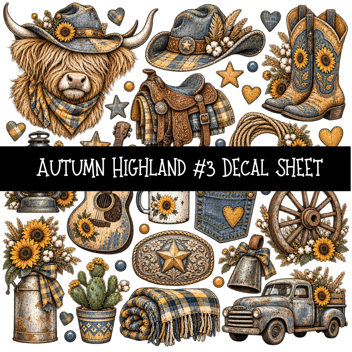Autumn Highland UV DTF Decal sheets 10 Designs available