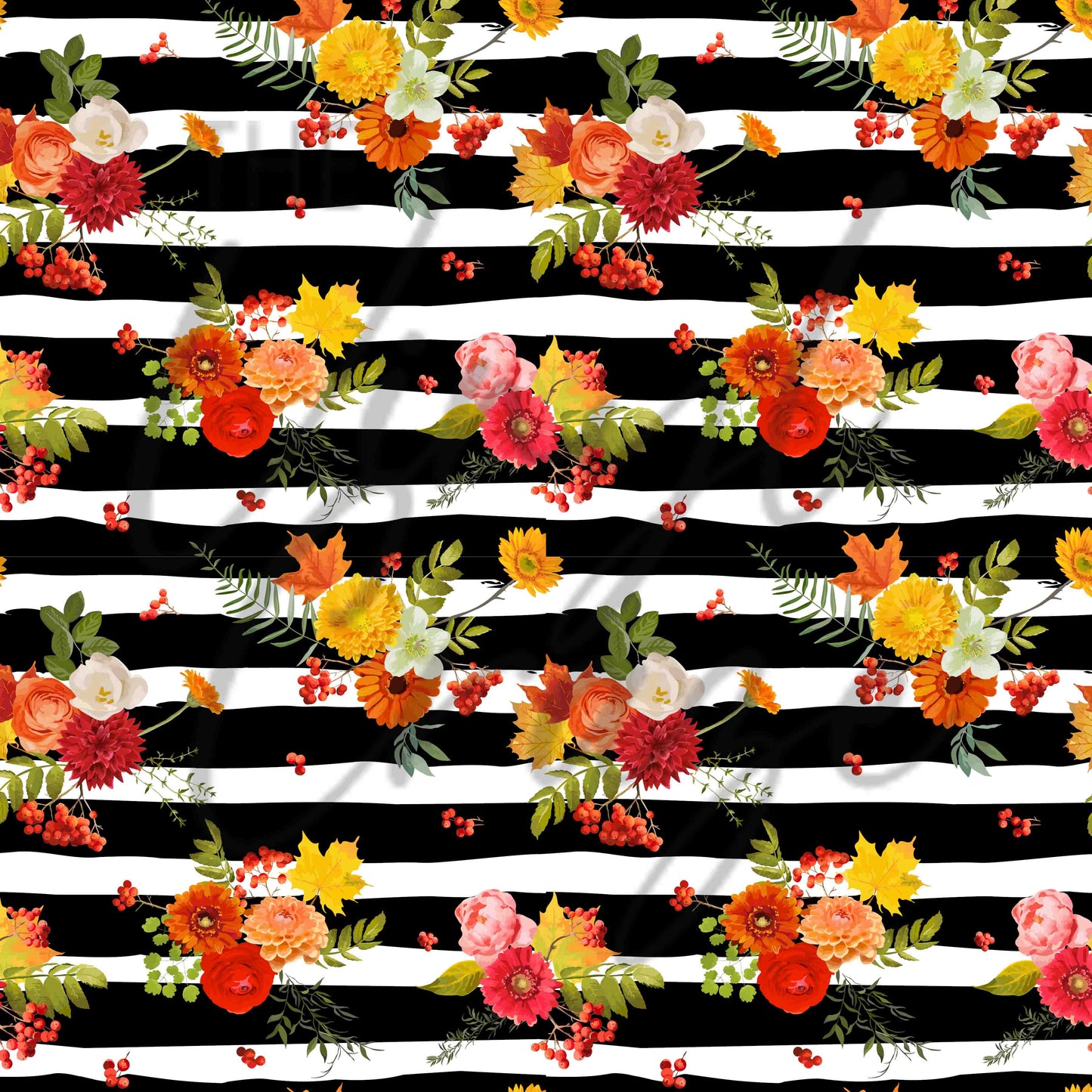 Autumn Striped Florals - Adhesive Vinyl Sheets