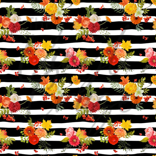 Autumn Striped Florals - Adhesive Vinyl Sheets