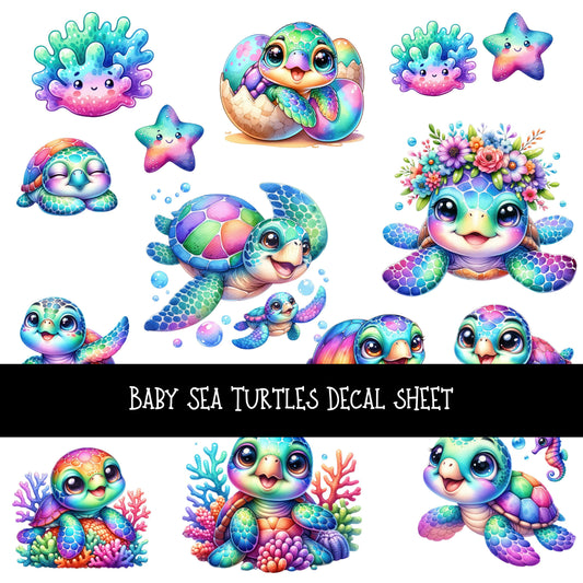 Baby Sea Turtles UV DTF Decal sheets