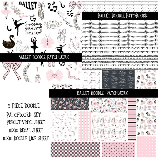 Ballet UV DTF Doodle Patchwork Set