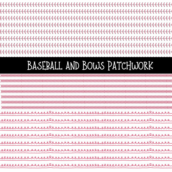 Baseball and Bows Doodle Patchwork Set