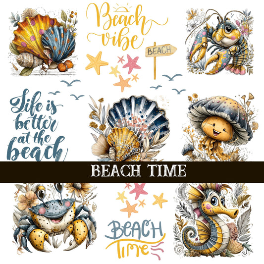 Beach Time UV DTF Decal Sheets