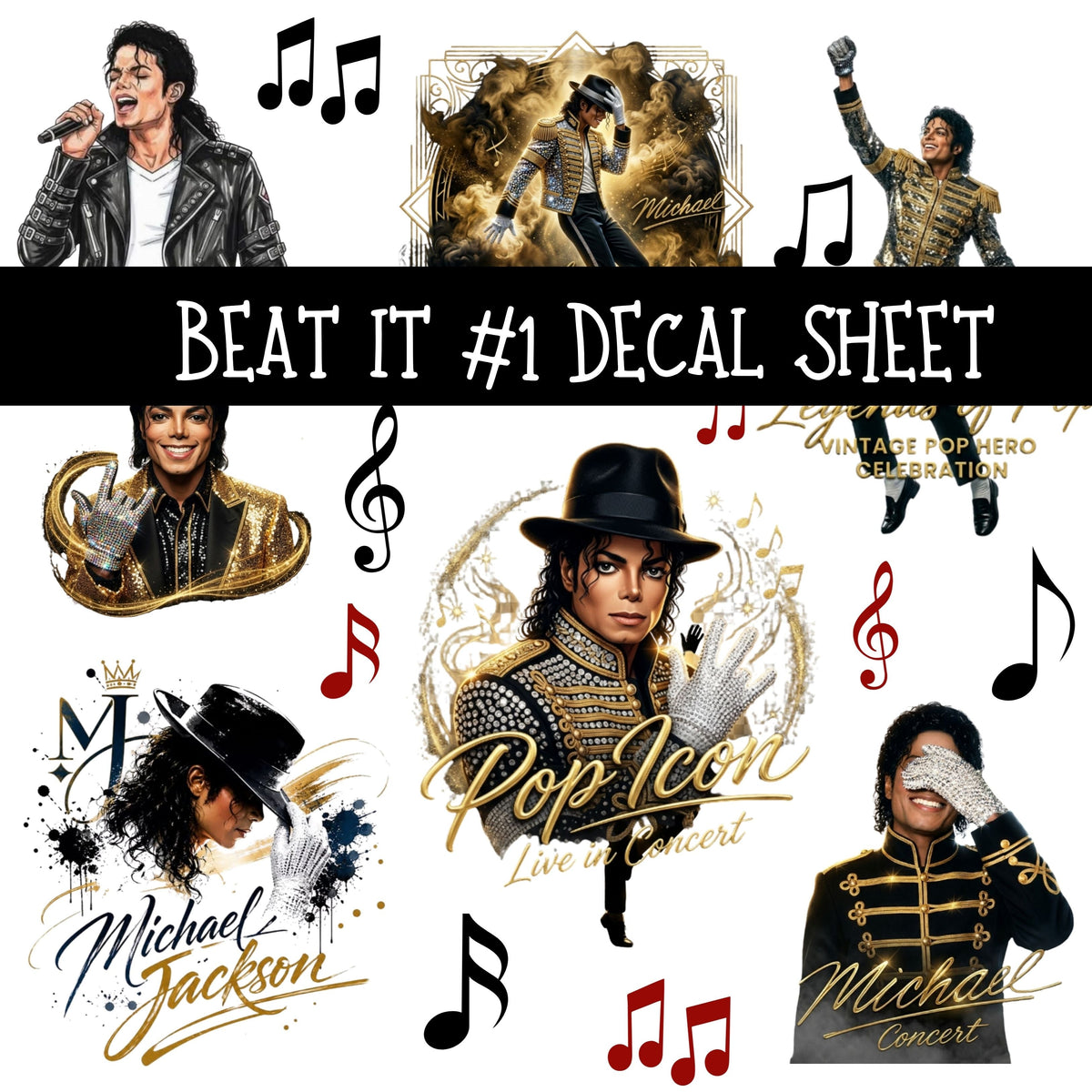 Beat it UV DTF Decal sheets 7 Designs available