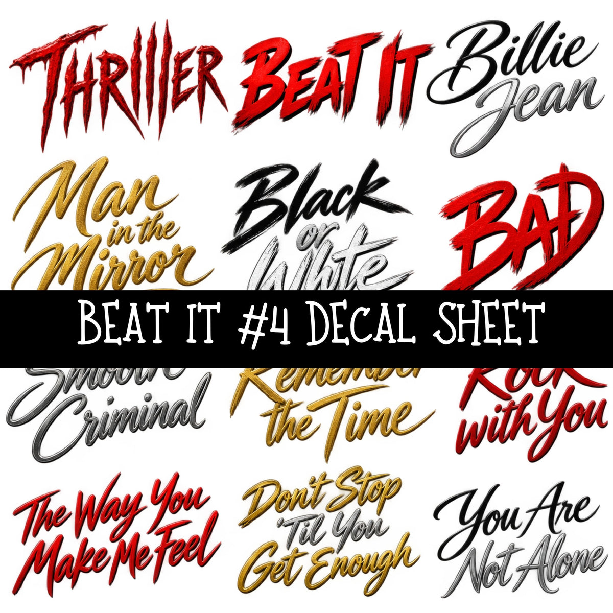Beat it UV DTF Decal sheets 7 Designs available