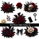 Beautifully Dark Florals - UV DTF Decal sheet 3 varriants