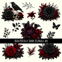 Beautifully Dark Florals - UV DTF Decal sheet 3 varriants