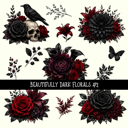 Beautifully Dark Florals - UV DTF Decal sheet 3 varriants