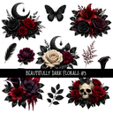 Beautifully Dark Florals - UV DTF Decal sheet 3 varriants
