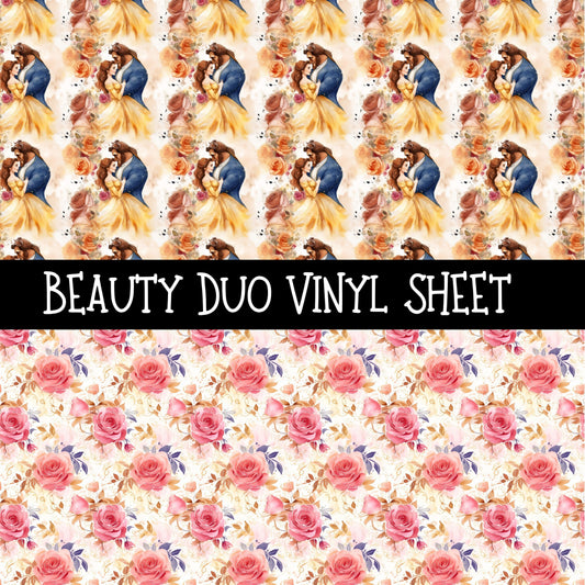 Beauty Duo precut vinyl sheet- 2 coordinating patterns on one sheet