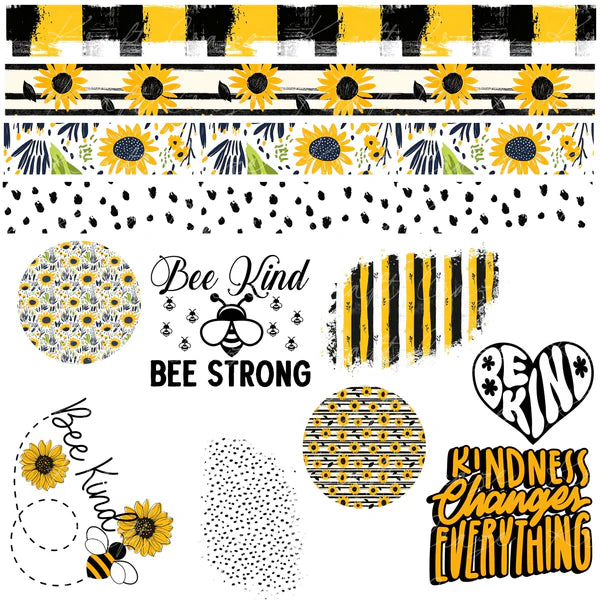 Bee Kind, Tumbler butt and Border sheet UV DTF