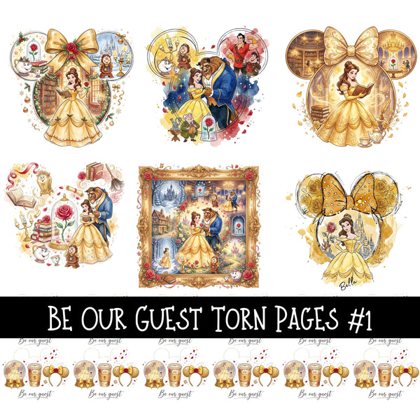 Be our Guest Torn Pages UV DTF Decal sheets 4 Designs available