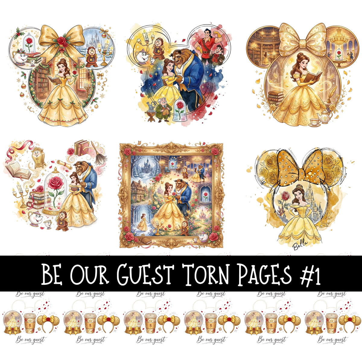 Be our Guest Torn Pages UV DTF Decal sheets 4 Designs available