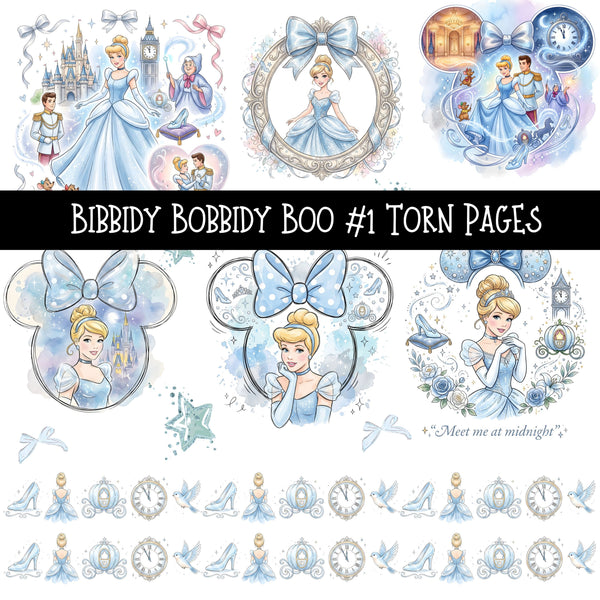 Bibbidy Bobbidy Boo Torn Pages UV DTF Decal sheets 4 Designs available