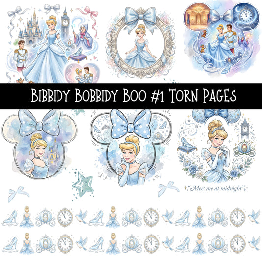 Bibbidy Bobbidy Boo Torn Pages UV DTF Decal sheets 4 Designs available