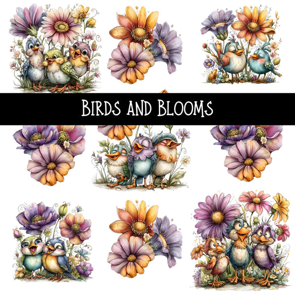 Birds and Blooms UV DTF Decal sheet