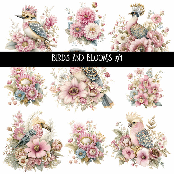 Birds and Blooms UV DTF Decal sheets 5 design Options  available