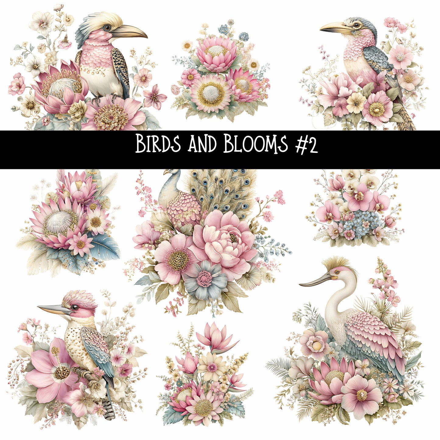 Birds and Blooms UV DTF Decal sheets 5 design Options  available