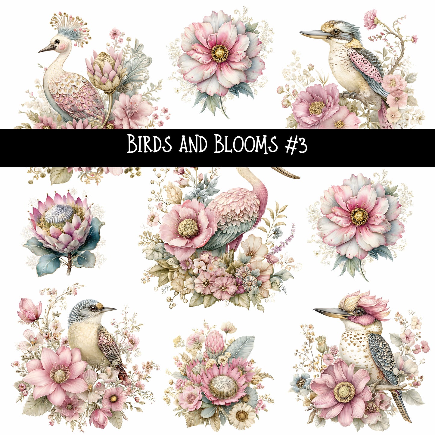 Birds and Blooms UV DTF Decal sheets 5 design Options  available