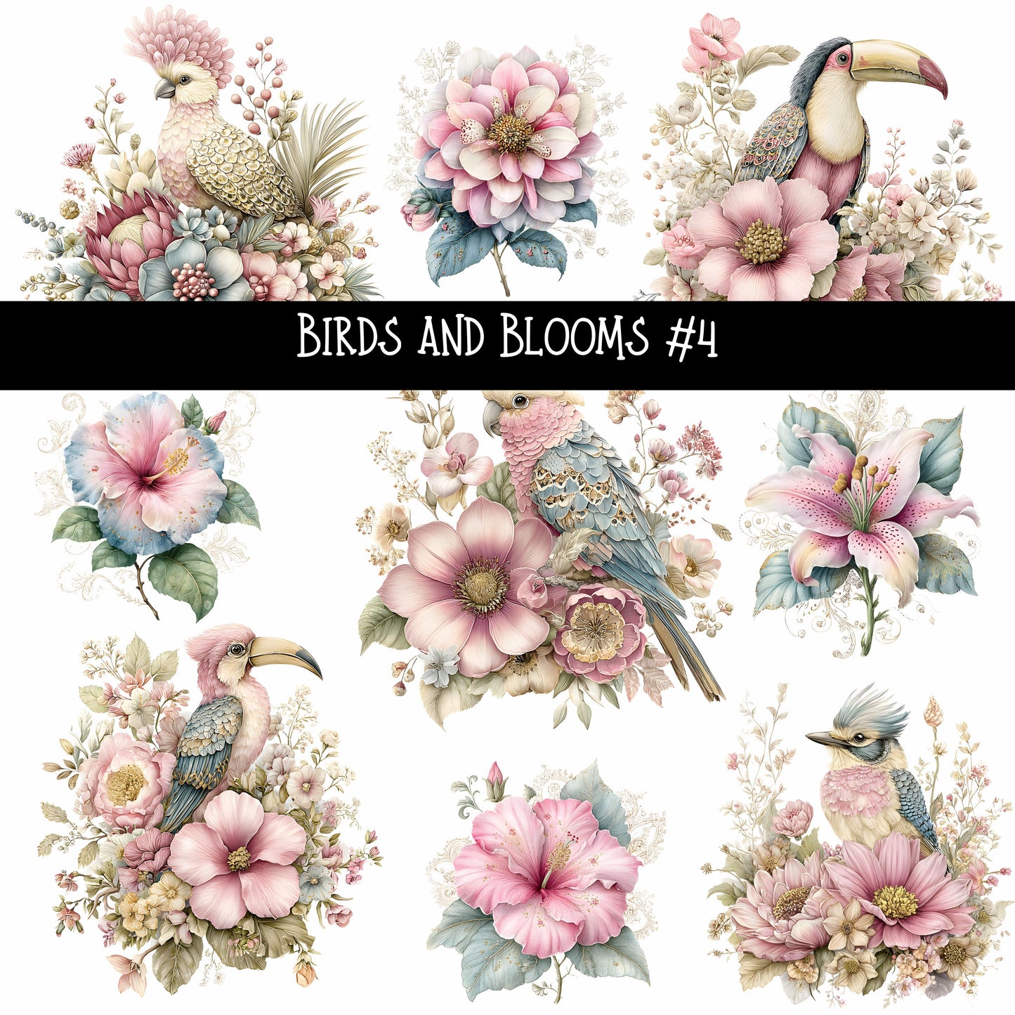 Birds and Blooms UV DTF Decal sheets 5 design Options  available