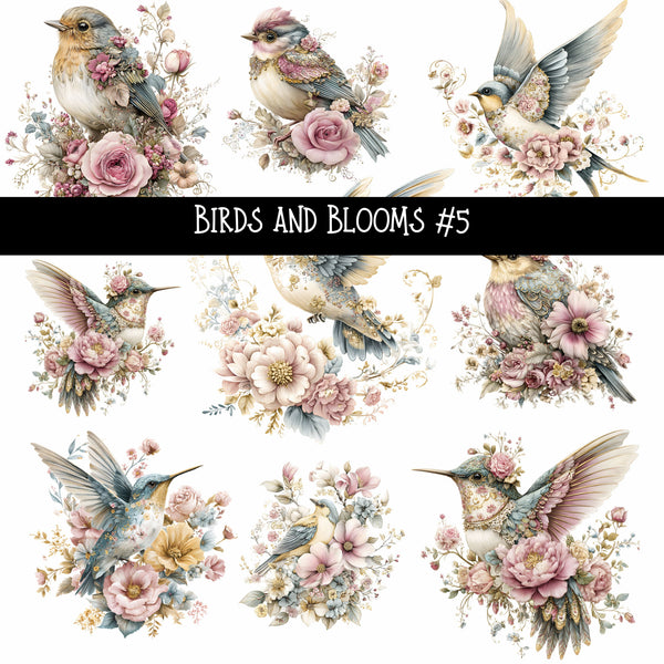 Birds and Blooms UV DTF Decal sheets 5 design Options  available