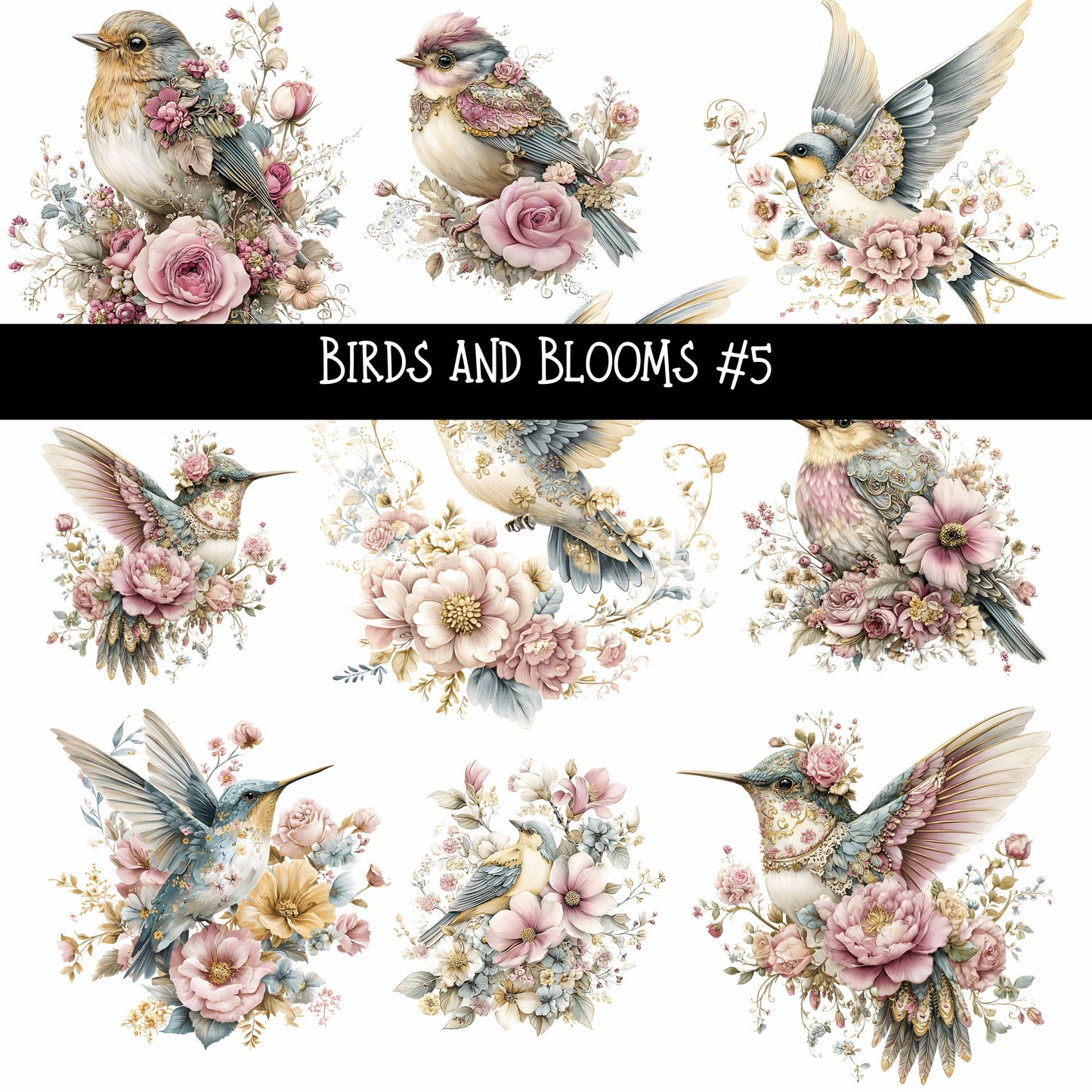 Birds and Blooms UV DTF Decal sheets 5 design Options  available