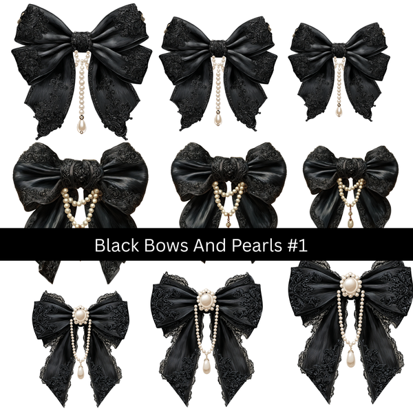Black Bows and Pearls UV DTF Decal sheets