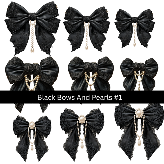 Black Bows and Pearls UV DTF Decal sheets