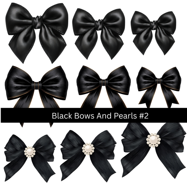 Black Bows and Pearls UV DTF Decal sheets