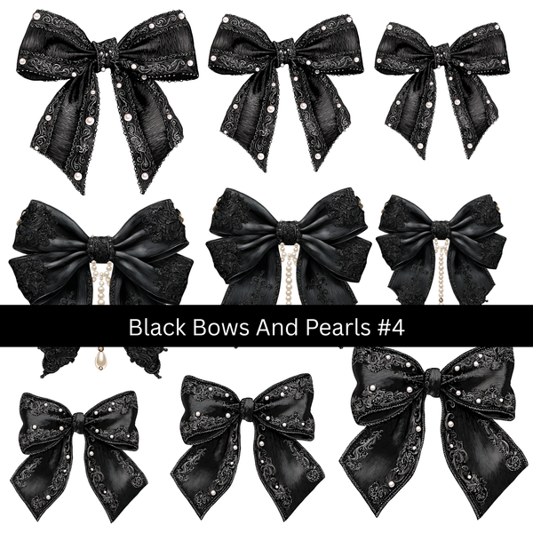 Black Bows and Pearls UV DTF Decal sheets