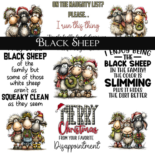 Black sheep UV DTF Decal Sheets