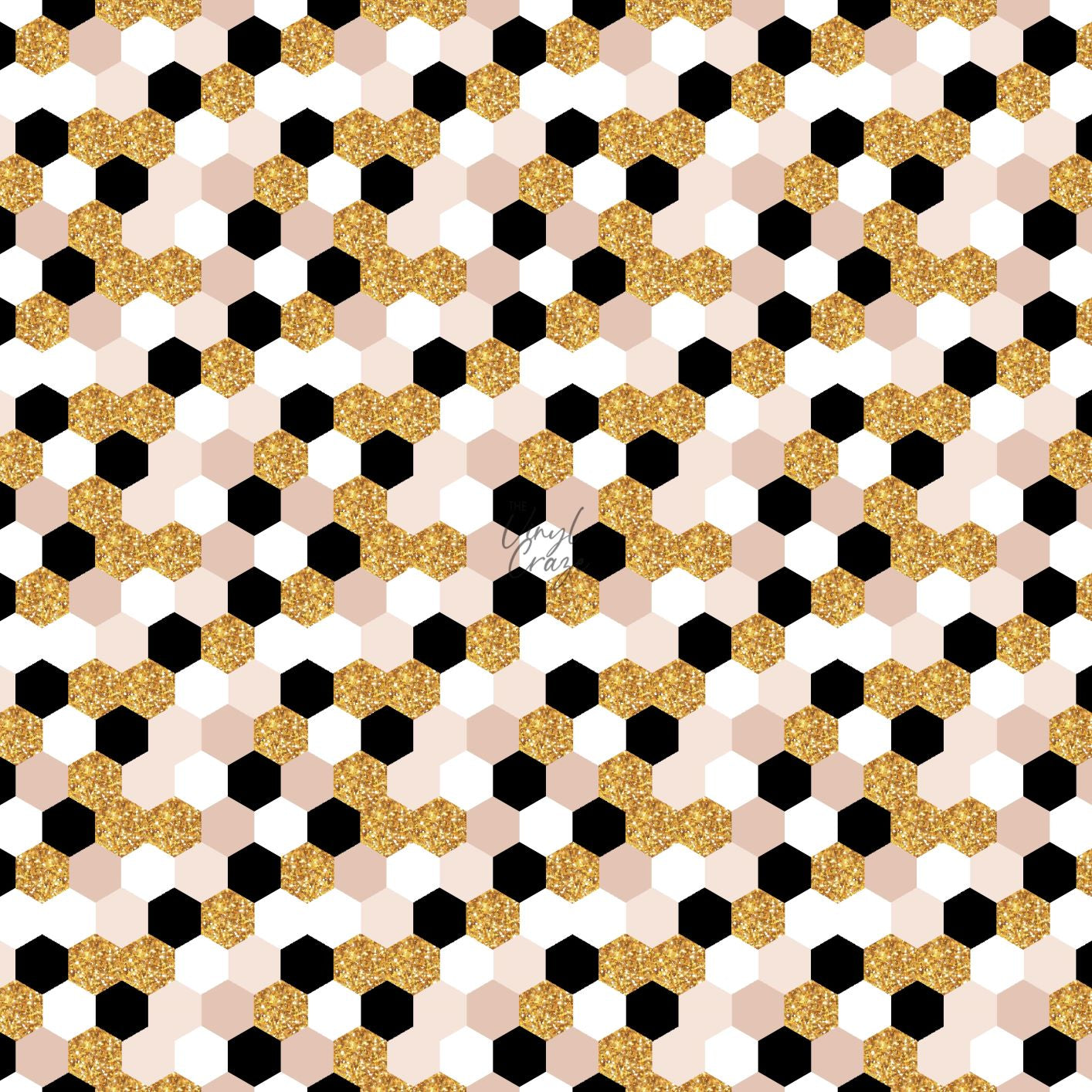 Black, Gold, Pink And White Hexagons - Adhesive Vinyl Sheets