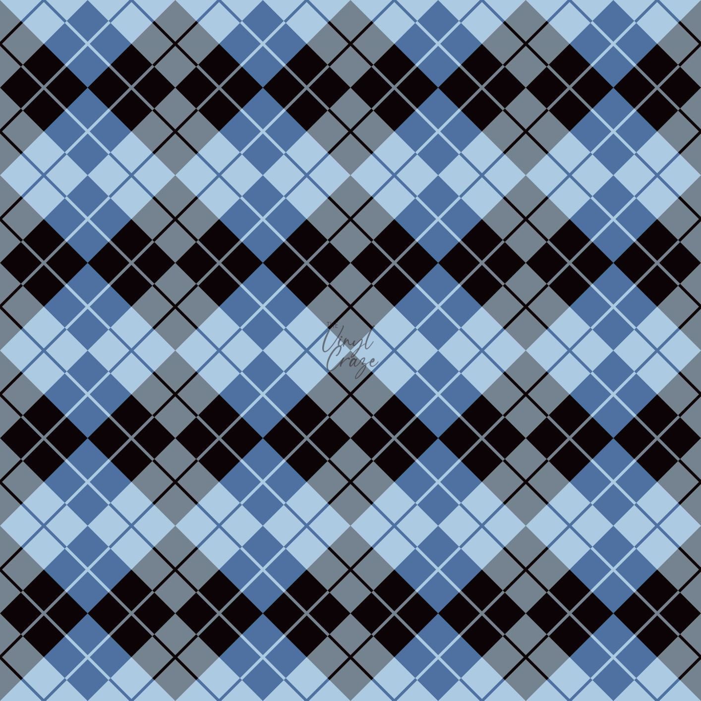 Black And Blue Argyle - Adhesive Vinyl Sheets